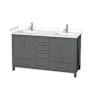 Wyndham Collection Sheffield 60" Free Standing Double Basin Vanity Set with Cabinet and Cultured Marble Vanity Top Dark Gray / White Cultured Marble Top / Brushed Chrome Hardware
