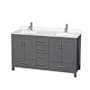 Wyndham Collection Sheffield 60" Free Standing Double Basin Vanity Set with Cabinet and Quartz Vanity Top Dark Gray / White Quartz Top / Brushed Chrome Hardware