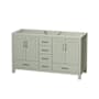 Wyndham Collection Sheffield 60" Double Free Standing Vanity Cabinet Only - Less Vanity Top Light Green / Brushed Nickel Hardware