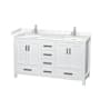 Wyndham Collection Sheffield 60" Free Standing Double Basin Vanity Set with Cabinet and Cultured Marble Vanity Top White / Carrara Cultured Marble Top / Brushed Chrome Hardware