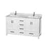 Wyndham Collection Sheffield 60" Free Standing Double Basin Vanity Set with Cabinet and Marble Vanity Top White / White Carrara Marble Top / Brushed Chrome Hardware