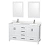 Wyndham Collection Sheffield 60" Free Standing Double Basin Vanity Set with Cabinet, Quartz Vanity Top, and Framed Mirror White / Giotto Quartz Top / Brushed Chrome Hardware