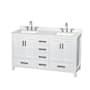 Wyndham Collection Sheffield 60" Free Standing Double Basin Vanity Set with Cabinet and Quartz Vanity Top White / Giotto Quartz Top / Brushed Chrome Hardware