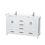 Wyndham Collection Sheffield 60" Free Standing Double Basin Vanity Set with Cabinet and Cultured Marble Vanity Top White / White Cultured Marble Top / Brushed Chrome Hardware