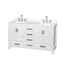 Wyndham Collection Sheffield 60" Free Standing Double Basin Vanity Set with Cabinet and Quartz Vanity Top White / White Quartz Top / Brushed Chrome Hardware