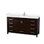 Wyndham Collection Sheffield 60" Free Standing Single Basin Vanity Set with Cabinet and Cultured Marble Vanity Top Espresso / Carrara Cultured Marble Top / Brushed Chrome Hardware