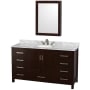 Espresso / White Carrara Marble Top / Brushed Chrome Hardware