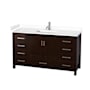 Wyndham Collection Sheffield 60" Free Standing Single Basin Vanity Set with Cabinet and Cultured Marble Vanity Top Espresso / White Cultured Marble Top / Brushed Chrome Hardware