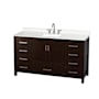 Wyndham Collection Sheffield 60" Free Standing Single Basin Vanity Set with Cabinet and Quartz Vanity Top Espresso / White Quartz Top / Brushed Chrome Hardware