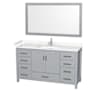 Wyndham Collection Sheffield 60" Free Standing Single Basin Vanity Set with Cabinet, Cultured Marble Vanity Top, and Framed Mirror Gray / Carrara Cultured Marble Top / Brushed Chrome Hardware
