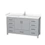 Wyndham Collection Sheffield 60" Free Standing Single Basin Vanity Set with Cabinet and Cultured Marble Vanity Top Gray / Carrara Cultured Marble Top / Brushed Chrome Hardware