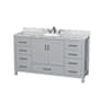 Wyndham Collection Sheffield 60" Free Standing Single Basin Vanity Set with Cabinet and Marble Vanity Top Gray / White Carrara Marble Top