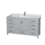 Wyndham Collection Sheffield 60" Free Standing Single Basin Vanity Set with Cabinet and Marble Vanity Top Gray / White Carrara Marble Top