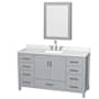 Wyndham Collection Sheffield 60" Free Standing Single Basin Vanity Set with Cabinet, Quartz Vanity Top, and Medicine Cabinet Gray / Giotto Quartz Top / Brushed Chrome Hardware