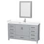 Wyndham Collection Sheffield 60" Free Standing Single Basin Vanity Set with Cabinet, Cultured Marble Vanity Top, and Medicine Cabinet Gray / White Cultured Marble Top / Brushed Chrome Hardware