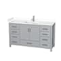 Wyndham Collection Sheffield 60" Free Standing Single Basin Vanity Set with Cabinet and Cultured Marble Vanity Top Gray / White Cultured Marble Top / Brushed Chrome Hardware