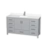 Wyndham Collection Sheffield 60" Free Standing Single Basin Vanity Set with Cabinet and Quartz Vanity Top Gray / White Quartz Top / Brushed Chrome Hardware