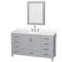 Wyndham Collection Sheffield 60" Free Standing Single Basin Vanity Set with Cabinet, Quartz Vanity Top, and Medicine Cabinet Gray / White Quartz Top / Brushed Chrome Hardware