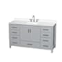 Wyndham Collection Sheffield 60" Free Standing Single Basin Vanity Set with Cabinet and Quartz Vanity Top Gray / White Quartz Top / Brushed Chrome Hardware