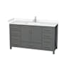 Wyndham Collection Sheffield 60" Free Standing Single Basin Vanity Set with Cabinet and Cultured Marble Vanity Top Dark Gray / Carrara Cultured Marble Top / Brushed Chrome Hardware