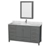 Wyndham Collection Sheffield 60" Free Standing Single Basin Vanity Set with Cabinet, Marble Vanity Top, and Medicine Cabinet Dark Gray / White Carrara Marble Top / Brushed Chrome Hardware