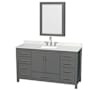 Wyndham Collection Sheffield 60" Free Standing Single Basin Vanity Set with Cabinet, Quartz Vanity Top, and Medicine Cabinet Dark Gray / Giotto Quartz Top / Brushed Chrome Hardware