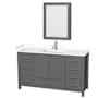 Wyndham Collection Sheffield 60" Free Standing Single Basin Vanity Set with Cabinet, Cultured Marble Vanity Top, and Medicine Cabinet Dark Gray / White Cultured Marble Top / Brushed Chrome Hardware