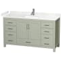 Light Green / Carrara Cultured Marble Top / Brushed Nickel Hardware