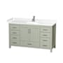 Wyndham Collection Sheffield 60" Free Standing Single Basin Vanity Set with Cabinet and Cultured Marble Vanity Top Light Green / White Cultured Marble Top / Brushed Nickel Hardware