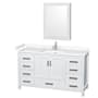 Wyndham Collection Sheffield 60" Free Standing Single Basin Vanity Set with Cabinet, Cultured Marble Vanity Top, and Medicine Cabinet White / Carrara Cultured Marble Top / Brushed Chrome Hardware