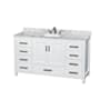 Wyndham Collection Sheffield 60" Free Standing Single Basin Vanity Set with Cabinet and Marble Vanity Top White / White Carrara Marble Top / Brushed Chrome Hardware