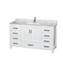 Wyndham Collection Sheffield 60" Free Standing Single Basin Vanity Set with Cabinet and Marble Vanity Top White / White Carrara Marble Top / Brushed Chrome Hardware