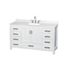 Wyndham Collection Sheffield 60" Free Standing Single Basin Vanity Set with Cabinet and Quartz Vanity Top White / Giotto Quartz Top / Brushed Chrome Hardware