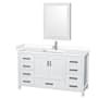 Wyndham Collection Sheffield 60" Free Standing Single Basin Vanity Set with Cabinet, Cultured Marble Vanity Top, and Medicine Cabinet White / White Cultured Marble Top / Brushed Chrome Hardware