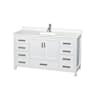 Wyndham Collection Sheffield 60" Free Standing Single Basin Vanity Set with Cabinet and Quartz Vanity Top White / White Quartz Top / Brushed Chrome Hardware