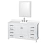 Wyndham Collection Sheffield 60" Free Standing Single Basin Vanity Set with Cabinet, Quartz Vanity Top, and Medicine Cabinet White / White Quartz Top / Brushed Chrome Hardware
