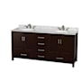 Wyndham Collection Sheffield 72" Free Standing Double Basin Vanity Set with Cabinet and Marble Vanity Top Espresso / White Carrara Marble Top / Brushed Chrome Hardware