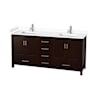 Wyndham Collection Sheffield 72" Free Standing Double Basin Vanity Set with Cabinet and Cultured Marble Vanity Top Espresso / White Cultured Marble Top / Brushed Chrome Hardware