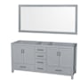 Wyndham Collection Sheffield 71" Double Free Standing Vanity Cabinet - Less Vanity Top Gray
