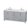 Wyndham Collection Sheffield 72" Free Standing Double Basin Vanity Set with Cabinet and Quartz Vanity Top Gray / Giotto Quartz Top / Brushed Chrome Hardware