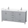 Wyndham Collection Sheffield 72" Free Standing Double Basin Vanity Set with Cabinet and Cultured Marble Vanity Top Gray / White Cultured Marble Top / Brushed Chrome Hardware