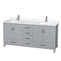 Wyndham Collection Sheffield 72" Free Standing Double Basin Vanity Set with Cabinet and Quartz Vanity Top Gray / White Quartz Top / Brushed Chrome Hardware