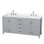 Wyndham Collection Sheffield 72" Free Standing Double Basin Vanity Set with Cabinet and Quartz Vanity Top Gray / White Quartz Top / Brushed Chrome Hardware
