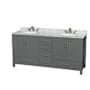 Wyndham Collection Sheffield 72" Free Standing Double Basin Vanity Set with Cabinet and Marble Vanity Top Dark Gray / White Carrara Marble Top / Brushed Chrome Hardware