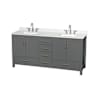 Wyndham Collection Sheffield 72" Free Standing Double Basin Vanity Set with Cabinet and Quartz Vanity Top Dark Gray / Giotto Quartz Top / Brushed Chrome Hardware