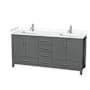 Wyndham Collection Sheffield 72" Free Standing Double Basin Vanity Set with Cabinet and Cultured Marble Vanity Top Dark Gray / White Cultured Marble Top / Brushed Chrome Hardware