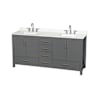 Wyndham Collection Sheffield 72" Free Standing Double Basin Vanity Set with Cabinet and Quartz Vanity Top Dark Gray / White Quartz Top / Brushed Chrome Hardware