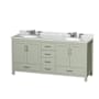Wyndham Collection Sheffield 72" Free Standing Double Basin Vanity Set with Cabinet and Marble Vanity Top Light Green / Brushed Nickel Hardware