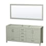 Wyndham Collection Sheffield 71" Double Free Standing Vanity Cabinet - Less Vanity Top Light Green / Brushed Nickel Hardware