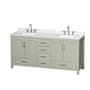 Wyndham Collection Sheffield 72" Free Standing Double Basin Vanity Set with Cabinet and Quartz Vanity Top Light Green / Giotto Quartz Top / Brushed Nickel Hardware